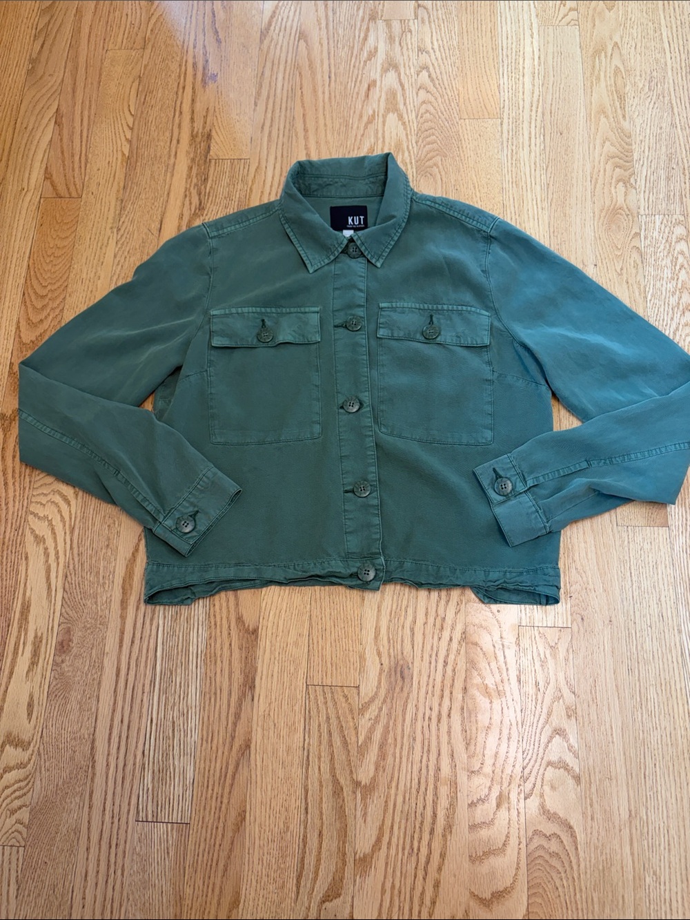 Kut from the Kloth Forest Green Utility shirt size medium